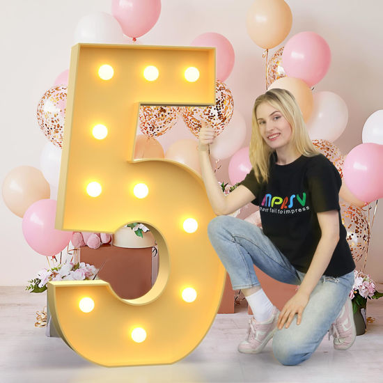 imprsv Marquee Numbers, 4FT Marquee Light Up Numbers for 5th Party Birthday  Decorations, Mosaic Numbers for Balloons, Large Cardboard Numbers, Number