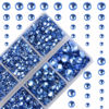 Picture of 4000Pcs Mixed Size Hot Fix Round Crystals Gems Glass Stones Hotfix Flat Back Rhinestones (Light Blue)