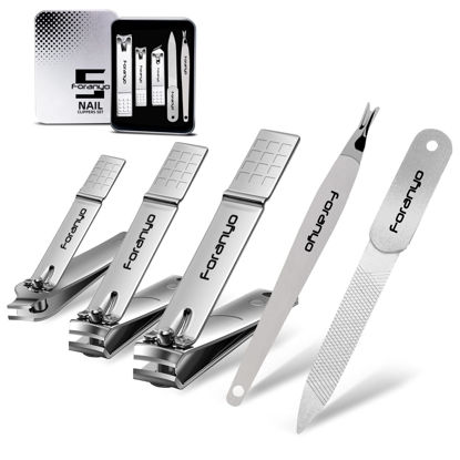 Toenail Clippers for Seniors Thick Toenails, Wide Jaw Opening Nail Clippers  for Men Long Handle Heavy Duty Nail Cutter, 5PCS Professional Nail Clipper  Set with Ingrown Toenail Tool