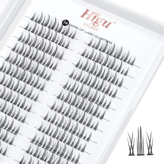 Picture of 14 Pairs Lash Clusters 364 PCS DIY Eyelash Extension D Curl Cluster Lashes Individual Lashes Cluster Lashes Wisps Reusable Eyelash Segments Professional Makeup for Self-application (Devil 01-D)