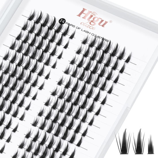 Picture of 14 Pairs Lash Clusters 196 PCS DIY Eyelash Extension C Curl Cluster Lashes Individual Lashes Cluster Lashes Wisps Reusable Eyelash Segments Professional Makeup for Self-application (Devil 04-C)