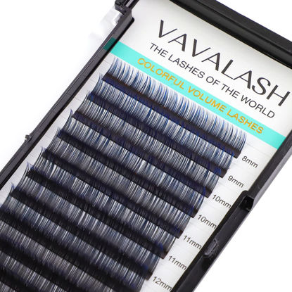 Picture of VAVALASH Ombre Colored Lash Extension 0.07 Thickness DD Curl Black Gradient Blue Individual Premium Eyelash Extensions Volume Lash Extension (Black Gradient Blue 0.07 DD, 8-15mm)