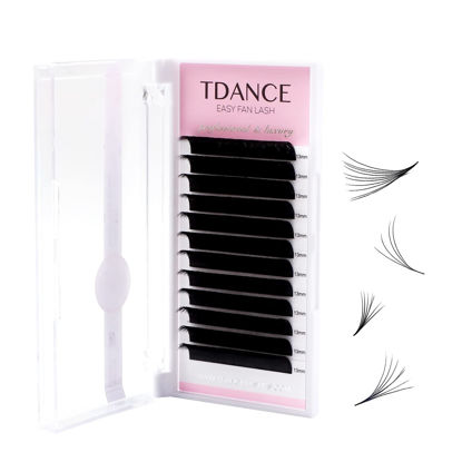 Picture of TDANCE Eyelash Extension Supplies Rapid Blooming Volume Eyelash Extensions Thickness 0.07 CC Curl 18mm Easy Fan Volume Lashes Self Fanning Individual Eyelashes Extension (CC-0.07,18mm)