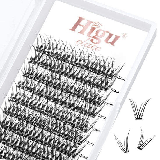 Picture of 240 Pcs Lash Clusters DIY Eyelash Extension 0.07mm D 13mm Fishtail Eyelashes Cluster Lashes Fishtail Eyelash Extensions Soft & Lightweight Fishtail Eyelashes for Makeup Home Use(Fishtail 0.07D 13mm)