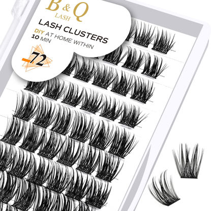 Picture of Lash Clusters D Curl 10mm DIY Lash Extensions 72 Clusters Lashes C D Curl B&Q LASH Wispy Lashes Eyelash Clusters Extensions Individual Lashes Cluster DIY at Home (B09,D-10mm)