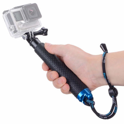 Picture of Vicdozia 19'' Extension Selfie Stick, Portable Hand Grip Waterproof Handheld Monopod Adjustable Pole Compatible with GoPro Hero(2018) Hero 10 9 8 7 6 5 4 3 AKASO SJCAM DJI OSMO and More Sports Cameras