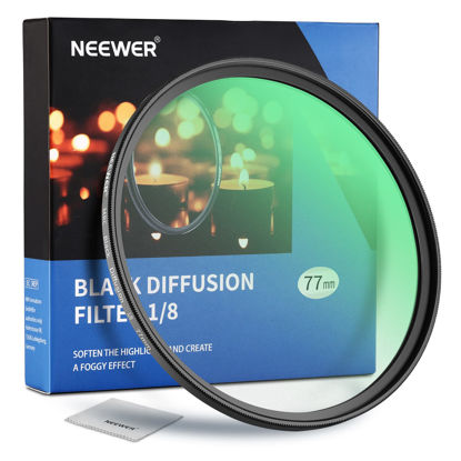 Picture of NEEWER 77mm Black Diffusion 1/8 Filter Mist Dreamy Cinematic Effect Filter Ultra Slim Water Repellent Scratch Resistant HD Optical Glass, 30 Layers Nano Coatings for Video/Vlog/Portrait Photography