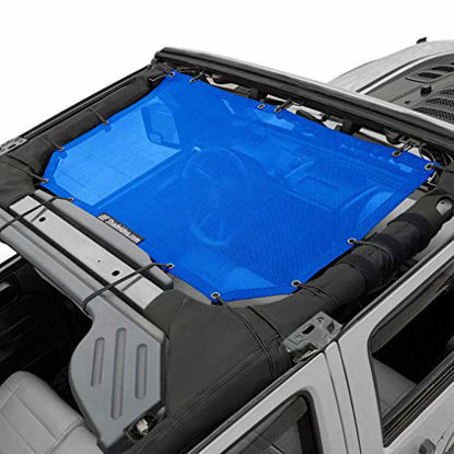 Picture of Shadeidea Sun Shade for Jeep Wrangler JK Unlimited (2007-2018) 2 Door and 4 Door Front-Blue Mesh Screen Sunshade Sahara Rubicon Sport S Top Cover UV Blocker with Grab Bag-10 Years Warranty