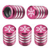 Picture of Tire Valve Stem Cap Cover - (5 Pack) Tire Air Caps Metal with Plastic Liner Corrosion Resistant Leak-Proof Snow Snowflake for Car Motorcycle Bike Pink