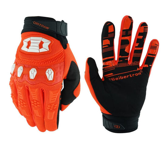 Picture of Seibertron Youth Dirtpaw BMX MX ATV MTB Racing Mountain Bike Bicycle Cycling Off-Road/Dirt Bike Gloves Road Racing Motorcycle Motocross Sports Gloves Touch Recognition Full Finger Glove Fluo Orange XL