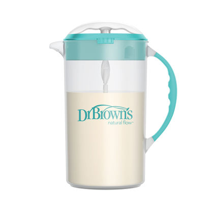 Picture of Dr. Brown's Baby Formula Mixing Pitcher with Adjustable Stopper, Locking Lid, & No Drip Spout, 32oz, BPA Free, Teal