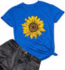 Picture of GLIGLITTR Women's Summer Sunflower T Shirt Cute Flower Graphic Loose Tees Crew Neck Short Sleeve Casual Tops(Blue,XX-Large)