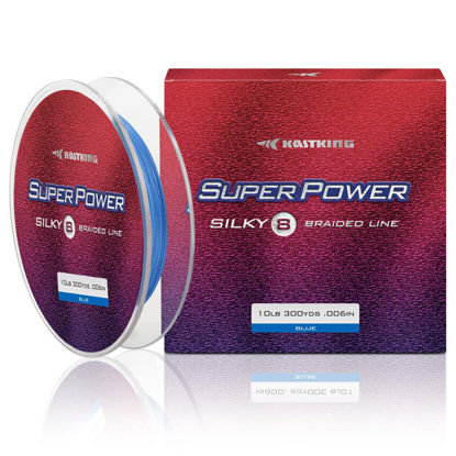 Picture of KastKing Superpower Silky8 Braided Fishing Line, Blue, 8 Strand, 65LB, 300Yds