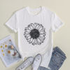 Picture of GLIGLITTR Women's Summer Sunflower T Shirt Cute Flower Graphic Loose Tees Crew Neck Short Sleeve Casual Tops(White-B,X-Large)