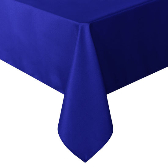 Picture of sancua Square Tablecloth - 60 x 60 Inch - Stain and Wrinkle Resistant Washable Polyester Table Cloth, Decorative Fabric Table Cover for Dining Table, Buffet Parties and Camping, Royal Blue