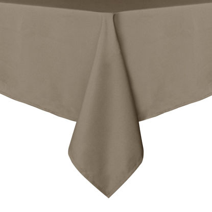 Picture of sancua Square Tablecloth - 54 x 54 Inch - Stain and Wrinkle Resistant Washable Polyester Table Cloth, Decorative Fabric Table Cover for Dining Table, Buffet Parties and Camping, Taupe