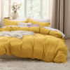 Picture of Bedsure Mustard Yellow Duvet Cover Full Size - Soft Prewashed Full Duvet Cover Set, 3 Pieces, 1 Duvet Cover 80x90 Inches with Zipper Closure and 2 Pillow Shams, Comforter Not Included