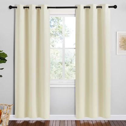 Picture of NICETOWN Kitchen Curtains for Decoration, Beige, 2 Panels, W42 x L78 inches, Thermal Insulated Grommet Room Darkening Draperies/Panels for Laundry