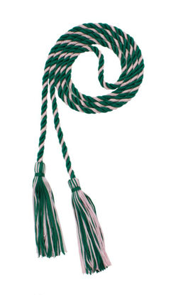 Picture of Graduation Honor Cord - DK Green/LT Pink - Every School Color Available - Made in USA - by Tassel Depot