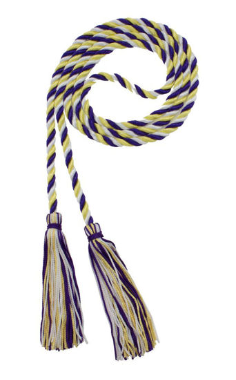 Picture of Graduation Honor Cord - Purple/Maize/White - Every School Color Available - Made in USA - by Tassel Depot