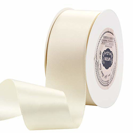 Picture of VATIN 1-1/2" Wide Double Faced Polyester Cream Satin Ribbon Continuous Ribbon- 25 Yard, Perfect for Wedding, Gift Wrapping, Bow Making & Other Projects