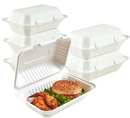 Picture of ECOLipak Clamshell Take Out Food Containers, [9 * 6" 75-Pack] Disposable To Go Containers，To Go Boxes for Food Salad