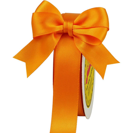 Picture of LEEQE Double Face Autumn Orange Satin Ribbon 7/8 inch X 25 Yards Polyester Autumn Orange Ribbon for Gift Wrapping Very Suitable for Weddings Party Invitation Decorations and More