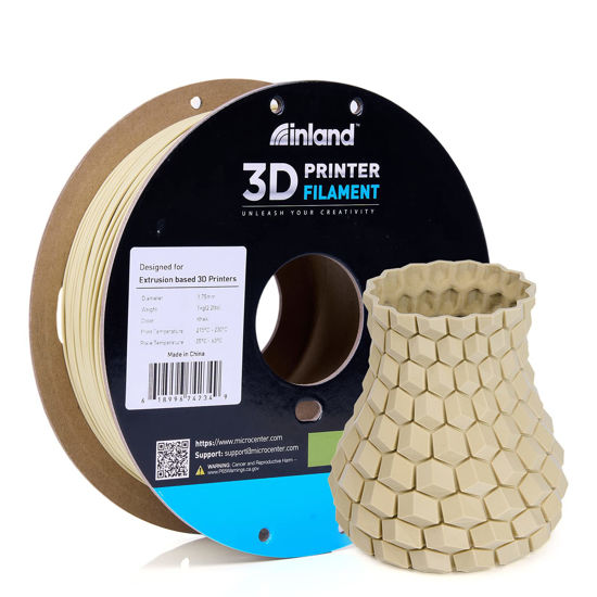 Picture of Inland PLA 3D Printer Filament 1.75mm - Dimensional Accuracy +/- 0.03mm - 1kg Cardboard Spool (2.2 lbs) - Fits Most FDM/FFF Printers - Odor Free, Clog Free Filaments - Khaki