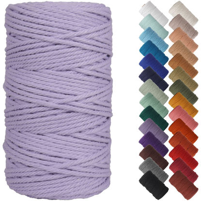 Picture of NOANTA Light Purple Macrame Cord 4mm x 109yards, Colored Macrame Rope, Cotton Cord Macrame Yarn, Colorful Cotton Craft Cord for Wall Hanging, Plant Hangers, Crafts, Knitting