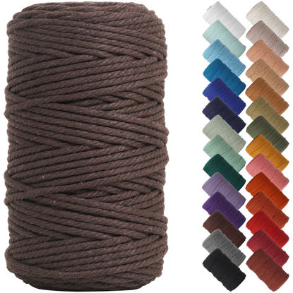Picture of NOANTA Dark Coffee Macrame Cord 4mm x 109yards, Colored Macrame Rope, Cotton Cord Macrame Yarn, Colorful Cotton Craft Cord for Wall Hanging, Plant Hangers, Crafts, Knitting