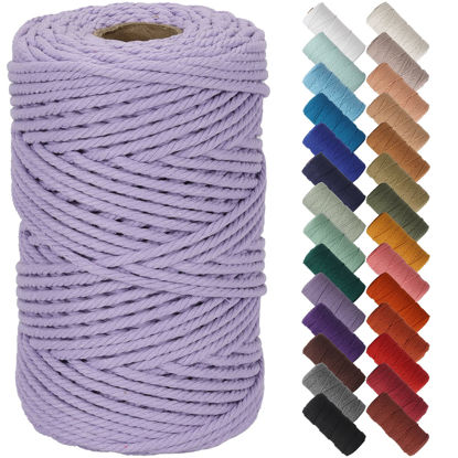 Picture of NOANTA Light Purple Macrame Cord 5mm x 109yards, Colored Macrame Rope Cotton Rope Macrame Yarn, Colorful Cotton Craft Cord for Wall Hanging, Plant Hangers, Crafts, Knitting