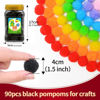 Picture of Praisebank Black Pom poms, 90pcs, 1.5inch/4cm, Pom Poms for Arts and Crafts, Pom Pom Balls in jar,Pom Poms for Crafts.