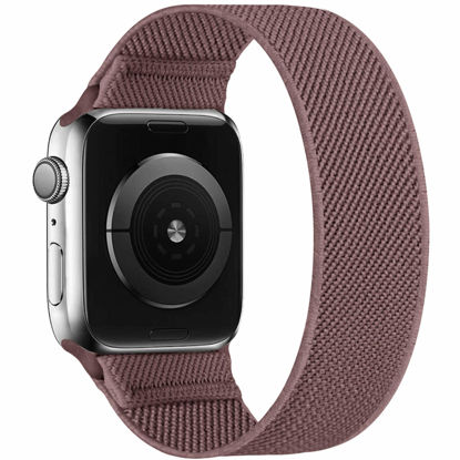 Picture of ENJINER Stretchy Nylon Solo Loop Bands Compatible with Apple Watch 38mm 40mm 41mm 42mm 44mm 45mm 49mm Ultra iWatch Series 8 7 SE 6 5 4 3 2 1 Strap, Sport Elastic Braided Women Men No Buckles Clasps Replacement Wristband, Coffee Brown 38/40/41mm S