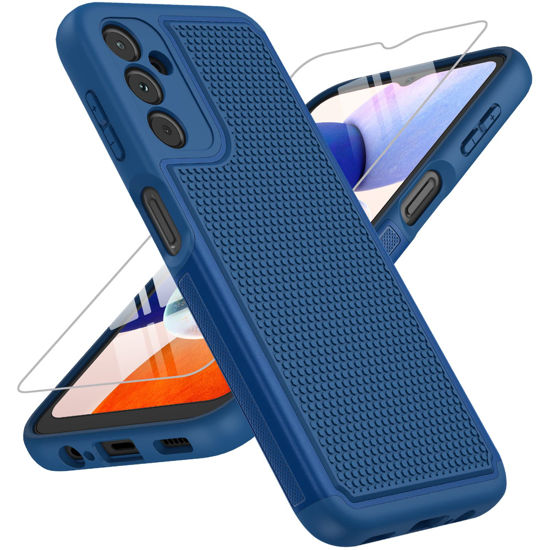 Picture of FNTCASE for Samsung Galaxy A14 5G Case: Dual Layer Protective Heavy Duty Cell Phone Cover Shockproof Rugged with Non Slip Textured Back - Military Protection Bumper Tough - 2023, 6.6inch (Navy Blue)