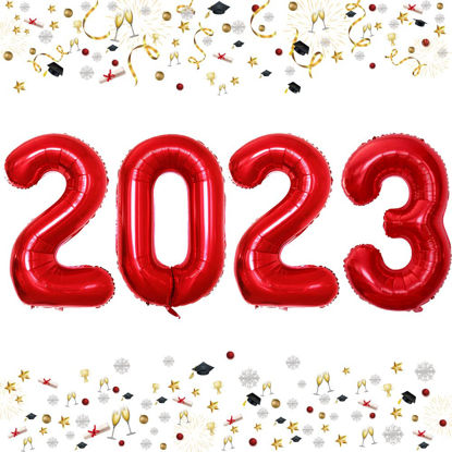 Picture of GOER 42 Inch 2023 Red Foil Number Balloons for 2023 New Year Eve Festival Party Supplies Graduation Decorations