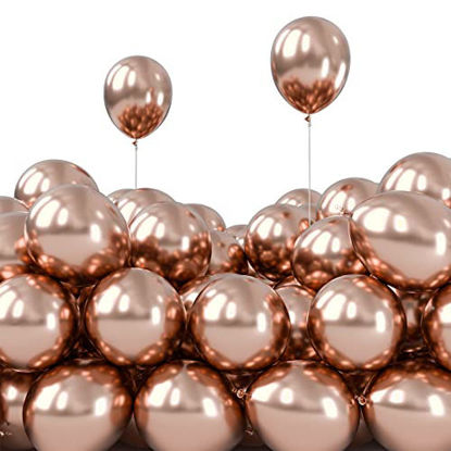 Picture of PartyWoo Rose Gold Balloons, 50 pcs 5 inch Metallic Balloons and Balloon Glue, Rose Gold Metallic Balloons, Latex Balloons, Rose Gold Birthday Decorations, Party Decorations, Wedding Decorations