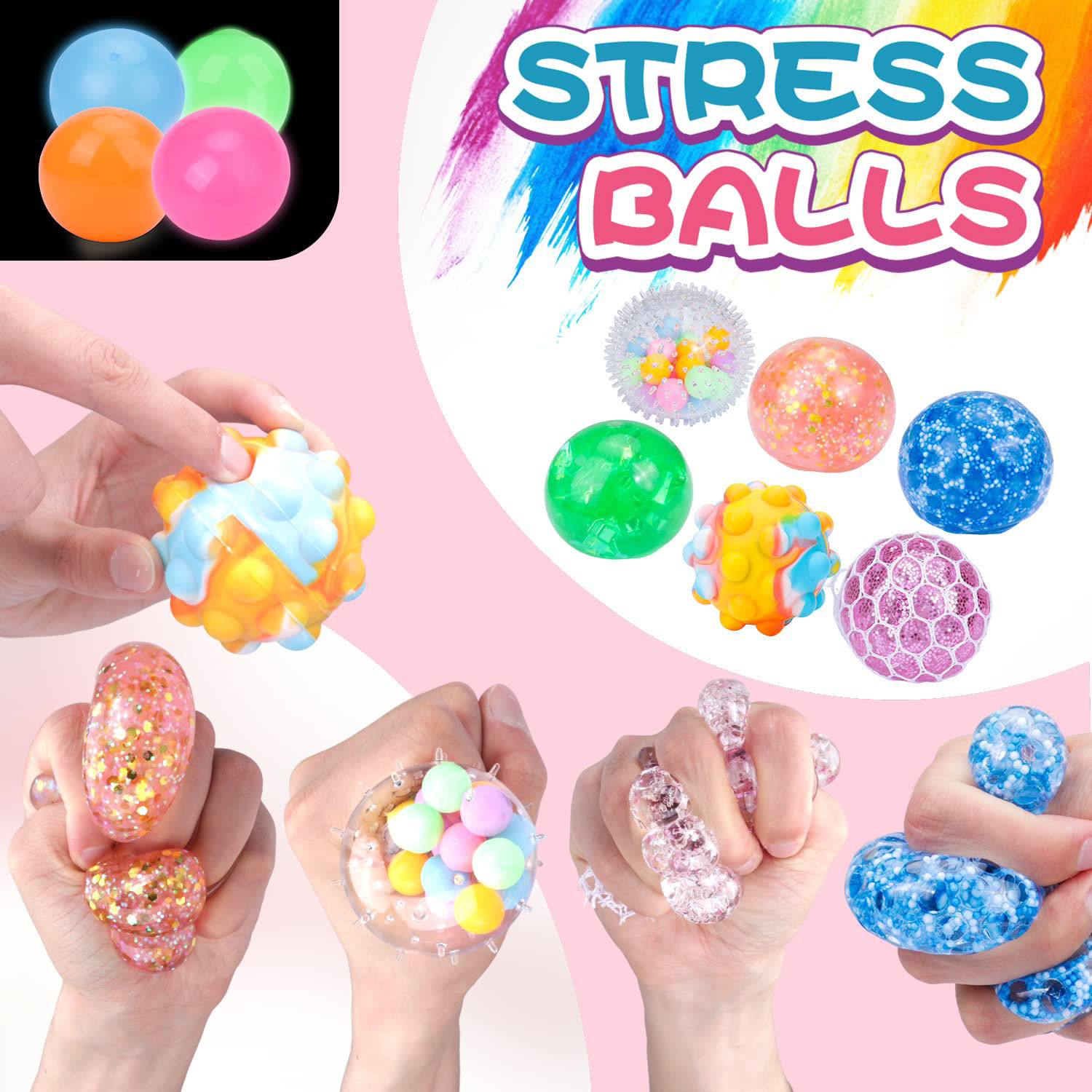 GetUSCart- BESNEL Sensory Stress Balls Set, Squishy Stress Ball, 30 ...