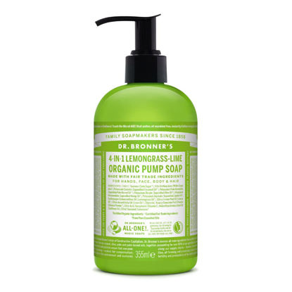 Picture of Dr. Bronner's - Organic Sugar Soap (Lemongrass, 12 Ounce) - Made with Organic Oils, Sugar and Shikakai Powder, 4-in-1 Use: Hands, Body, Face and Hair, Cleanses, Moisturizes and Nourishes, Vegan