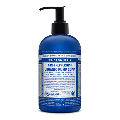 Picture of Dr. Bronner's - Organic Sugar Soap (Peppermint, 12 oz) - Made with Organic Oils, Sugar & Shikakai Powder, 4-in-1 Uses: Hands, Body, Face & Hair, Cleanses, Moisturizes & Nourishes, Vegan, Non-GMO