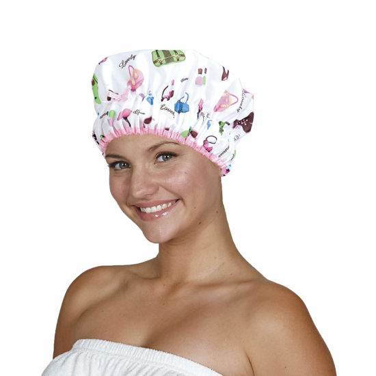 Picture of Reusable Shower Cap & Bath Cap, Lined, Oversized Waterproof Shower Caps Large Designed for all Hair Lengths with Lining & Elastic Band Stretch Hem Hair Hat - Fashionista Diva