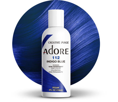 Picture of Adore Semi Permanent Hair Color - Vegan and Cruelty-Free Hair Dye - 4 Fl Oz - 112 Indigo Blue (Pack of 1)