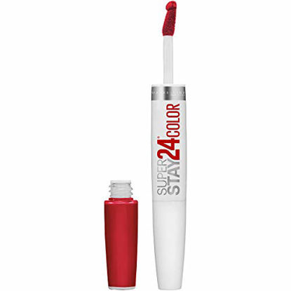 Picture of Maybelline New York Super Stay 24, 2-Step Liquid Lipstick Makeup, Long Lasting Highly Pigmented Color with Moisturizing Balm, Optic Ruby, Ruby Red, 1 Count