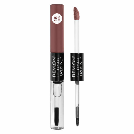 Picture of Revlon Liquid Lipstick with Clear Lip Gloss, ColorStay Overtime Lipcolor, Dual Ended with Vitamin E in Plums & Berries, 560 Taupe Time, 0.07 Oz