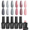 Picture of Beetles Bridesmaid Beauty Classic Gel Nail Polish Set - Nude Gray Pink 6 Colors Wedding Popular Nail Art Design Soak Off LED Lamp Manicure Kit Gifts