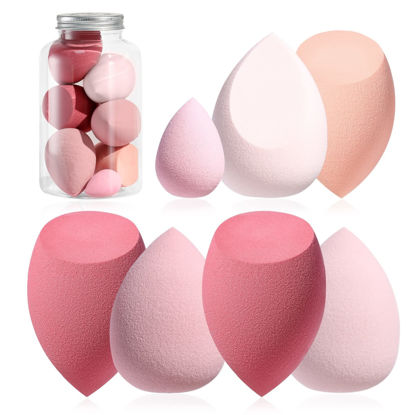 Picture of Makeup Sponge Set BS-MALL Blender Sponges 7 Pcs for Liquid, Cream, and Powder, Multi-colored with 1 Mini Makeup Sponge Pink (A-Pink)