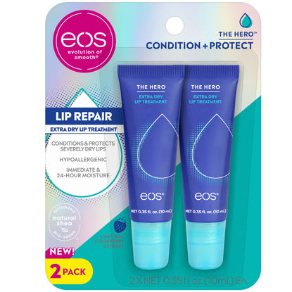 Picture of eos The Hero Lip Repair, Extra Dry Lip Treatment, 24HR Moisture, Natural Strawberry Extract, 0.35 fl oz, 2-Pack