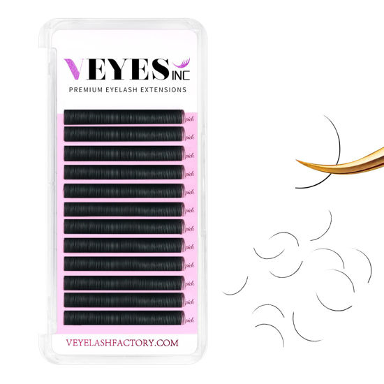 Picture of VEYES INC Eyelash Extension Supplies Classic Volume Lash Extensions Tray 0.03 C Curl 10mm, Premium Mink Silk Individual Lashes Soft Matte Black Salon Use.