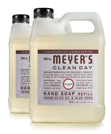 Picture of Mrs. Meyer's Hand Soap Refill, Made with Essential Oils, Biodegradable Formula, Lavender, 33 Fl. Oz - Pack Of 2