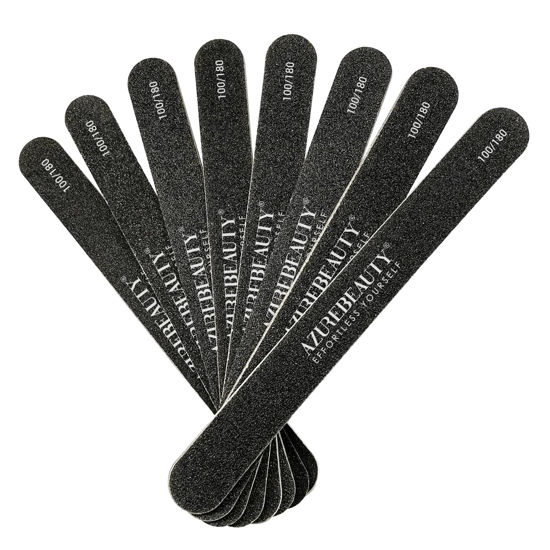 Picture of 8 PCS Nail File Professional Double Sided 100/180 Grit Nail Files Emery Board Black Manicure Pedicure Tool and Nail Buffering Files by AZUREBEAUTY