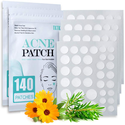 Picture of Acne Patch Pimple Patch, 4 Sizes 280 Patches Acne Absorbing Cover Patch, Hydrocolloid Invisible Acne Patches for Face Zit Patch Acne Dots Tea Tree, Calendula Oil - 2 Pack